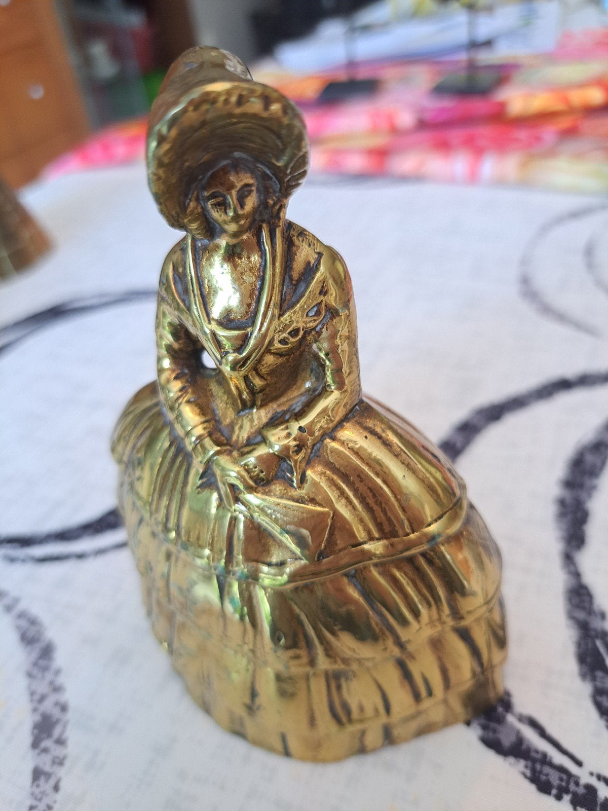 Vintage messing tafelbel Victoriaanse dame, Ophalen of Verzenden
