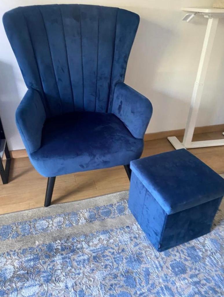 fauteuil avec pouf assorti, Maison & Meubles, Fauteuils, Enlèvement, Comme neuf