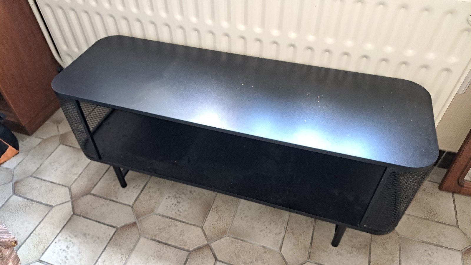 armoire de tv  noir bois et fer sur les côtés, Ophalen, Zwart, Hout