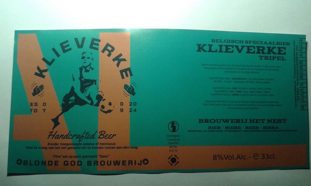 Étiquette de bière « Klieverke » Br. LE NID, Enlèvement ou Envoi, Neuf