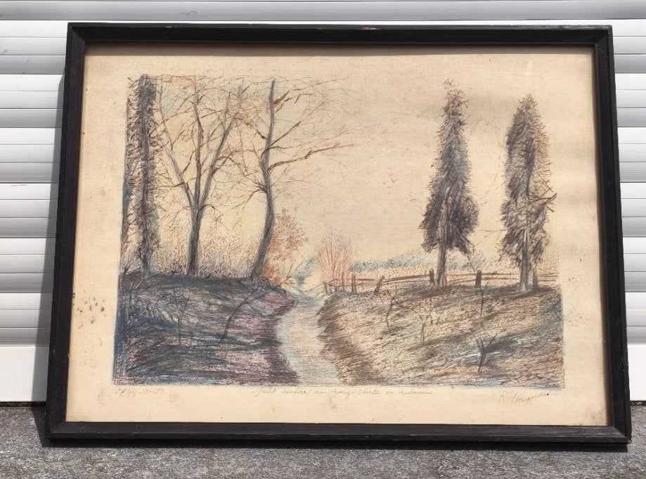 Dessin sentier au cloître rouge signe, Enlèvement ou Envoi, Dessin