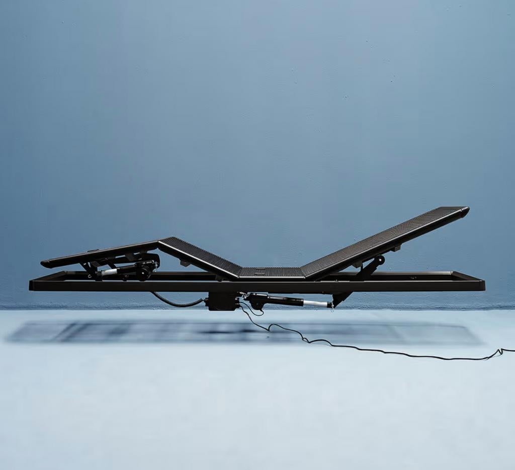 AUPING M2 ELECTRISCH BEDBODEM + BEDOMBOUW 200 x 120 ZGAN, Huis en Inrichting, Ophalen, Verstelbaar, Wit, Zo goed als nieuw