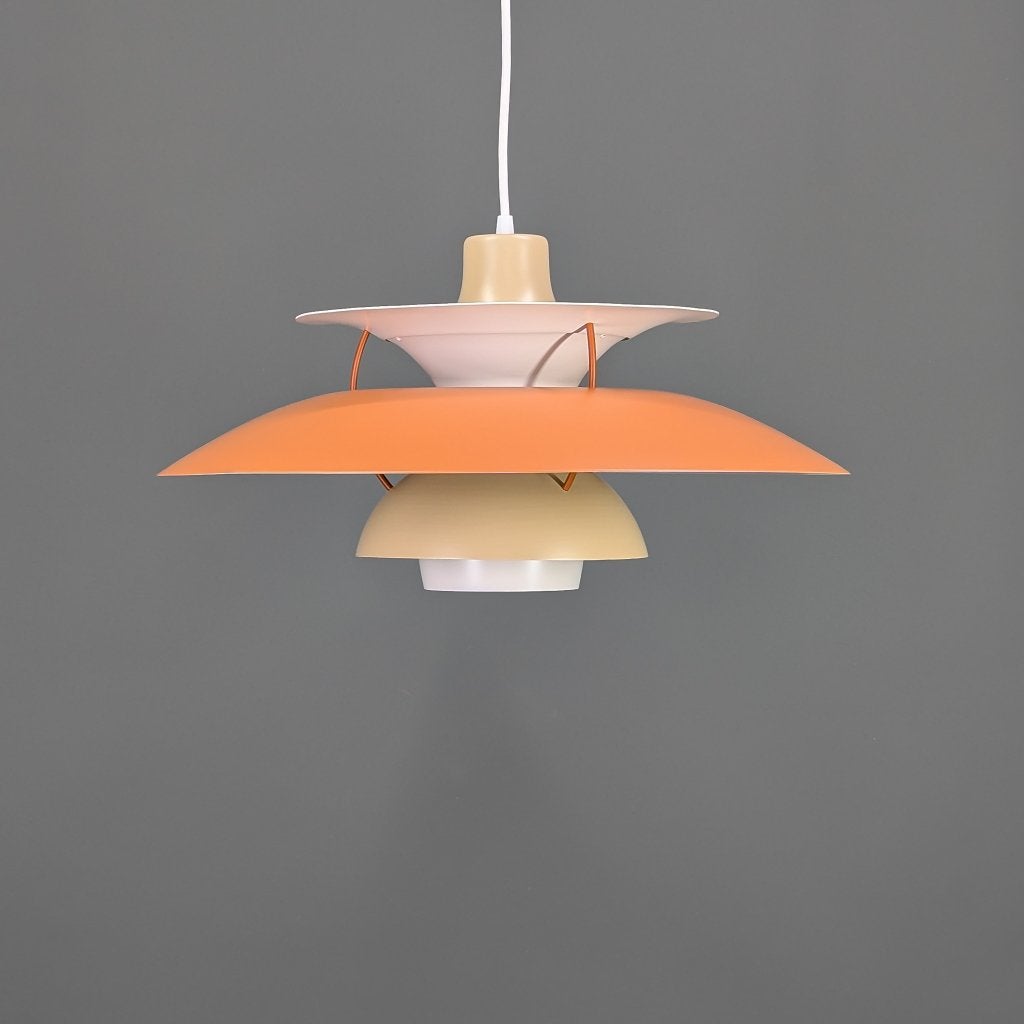 Lampe suspendue vintage Louis Poulsen PH 5 orange/marron, Maison & Meubles, Lampes | Suspensions, Enlèvement ou Envoi, Synthétique
