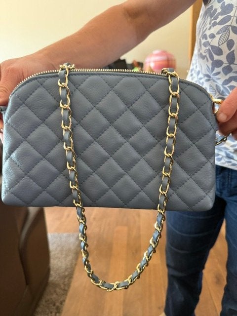 Mooie lichtblauwe Mondieux Madame schoudertas, Handtassen en Accessoires, Ophalen, Gebruikt, Blauw, Schoudertasje