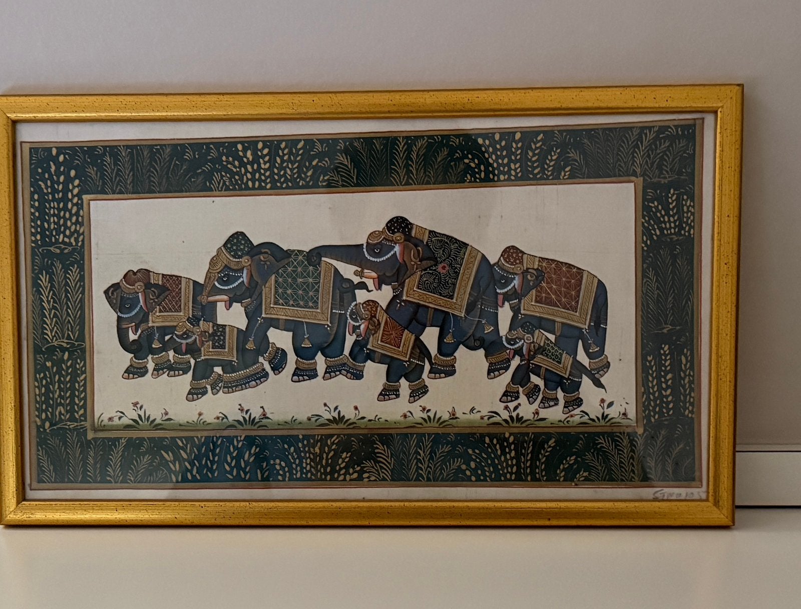 Sri Lankaanse olifantenprocessie; ingekad. decor. kunstwerk, Antiek en Kunst, Overige herkomsten, Ophalen, Glas