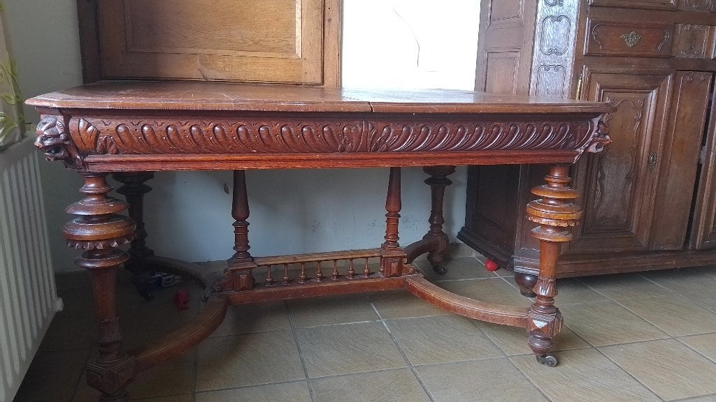table en chêne, Néo renaissance, Enlèvement, Utilisé, 50 à 100 cm