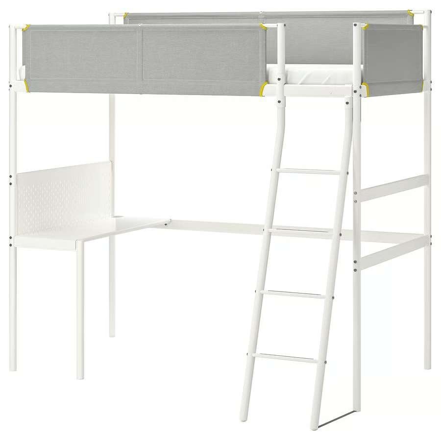 VITVAL frame hoogslaper, wit/lichtgrijs, 90x200 cm, Ophalen, Gebruikt, Eenpersoons, 200 cm
