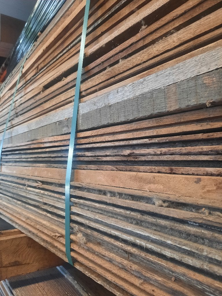 Lot oude eiken planken / wand / vloer / 50 m2 ong, Ophalen, Gebruikt, Eiken, 200 tot 250 cm