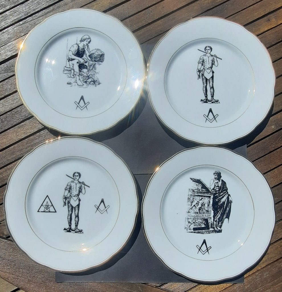 4 Assiettes de Franc-maçon - Maçonnique - Franc-maçonnerie, Enlèvement ou Envoi, Comme neuf