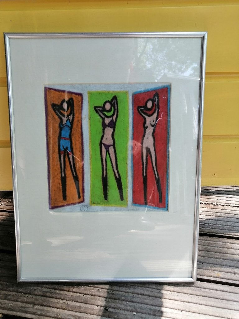 j opie mixmedia 22 x 30 cm, Antiek en Kunst, Verzenden
