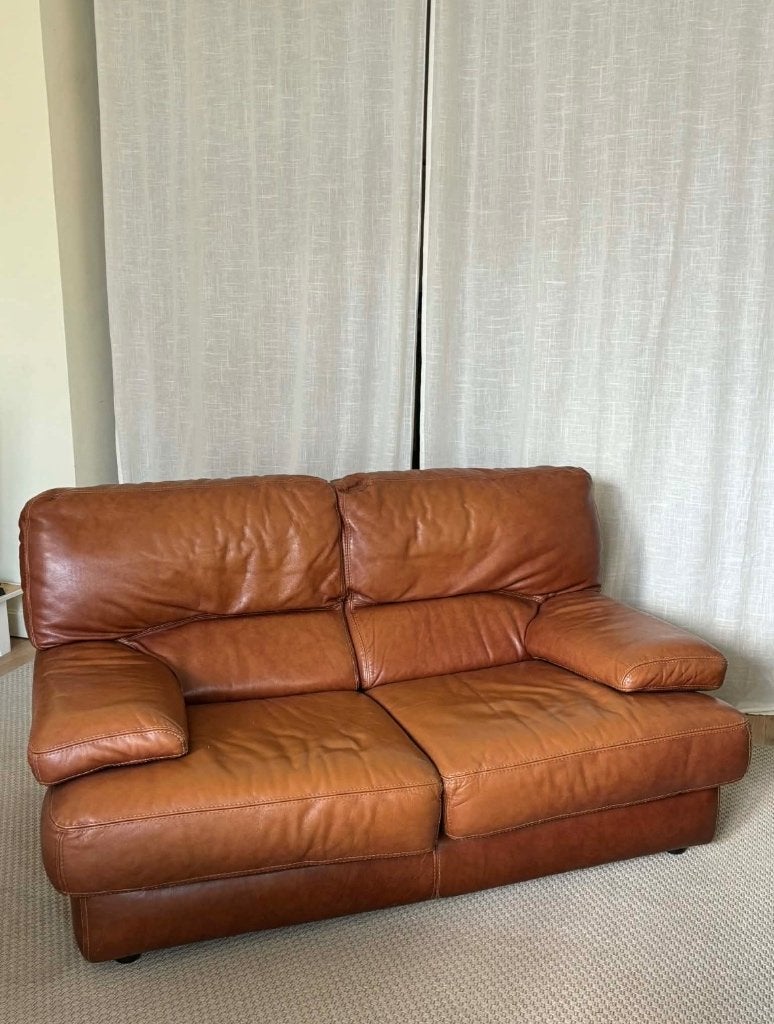 Mid-century tweezit zetel, Ophalen, 150 tot 200 cm, Tweepersoons, Zo goed als nieuw