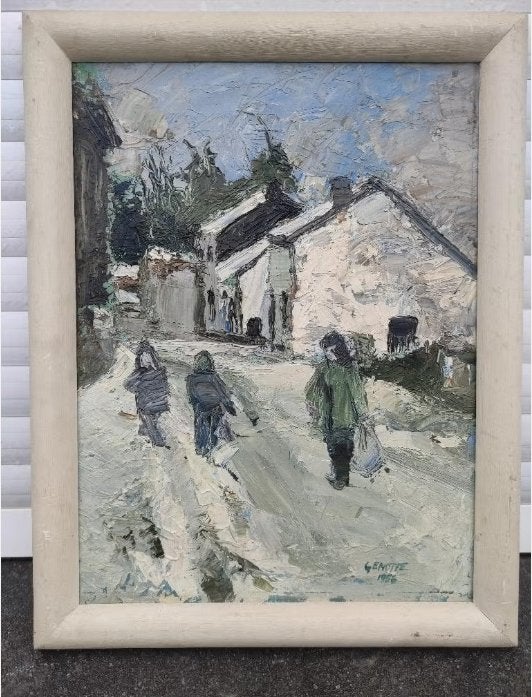 Huile sur toile cartonné signe genotte, Enlèvement ou Envoi, Toile