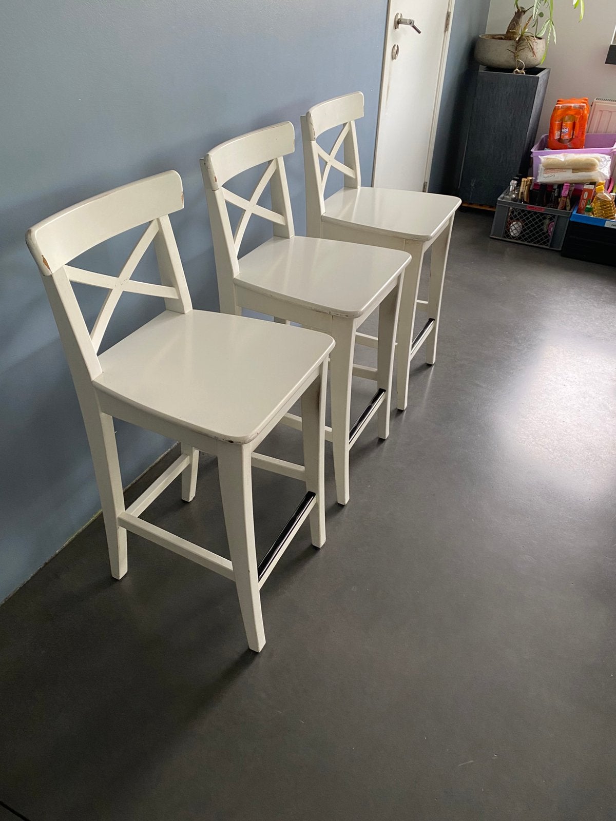 4 tabourets de bar/chaises hautes, Maison & Meubles, Tabourets de bar, 4 tabourets, Utilisé, Bois, 60 à 90 cm