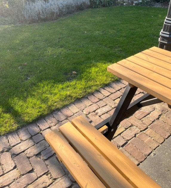 zwart/bruine picknicktafels - gloednieuw, Jardin & Terrasse, Tables de pique-nique, Neuf, Enlèvement ou Envoi, Rectangulaire, Bois