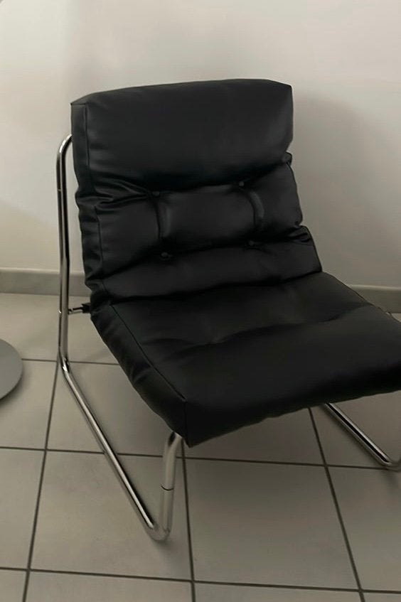 Fauteuil design noir avec structure chromée, Maison & Meubles, Enlèvement ou Envoi, Comme neuf, Noir