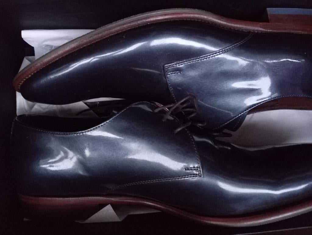Floris Van Bommel - geklede schoenen in hoogglans blauw, 46, Ophalen of Verzenden, Blauw