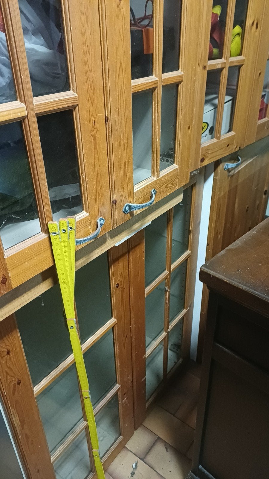 5 grenen hang kastjes .3 met glas in prima staat, Ophalen, Gebruikt