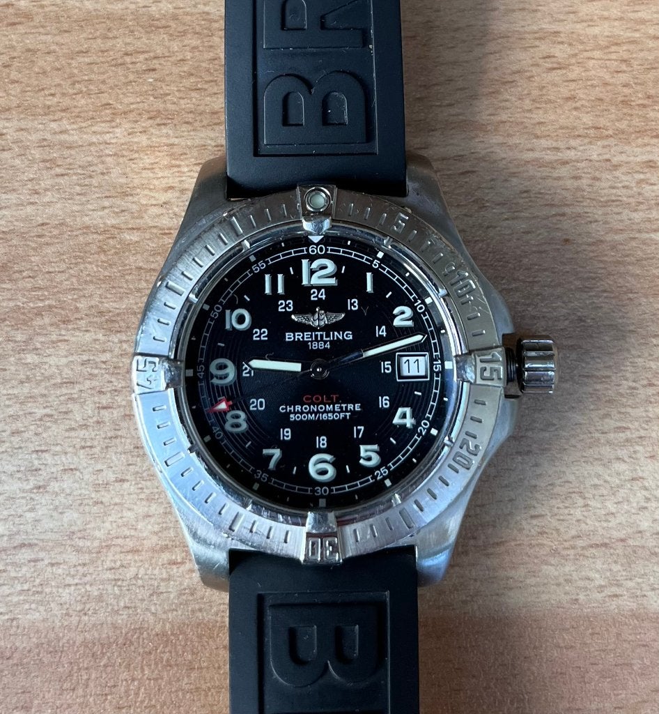 HORLOGE BREITLING COLT SUPERQUARTZ A74380., Handtassen en Accessoires, Horloges | Heren, Ophalen, Gebruikt, Staal, Breitling