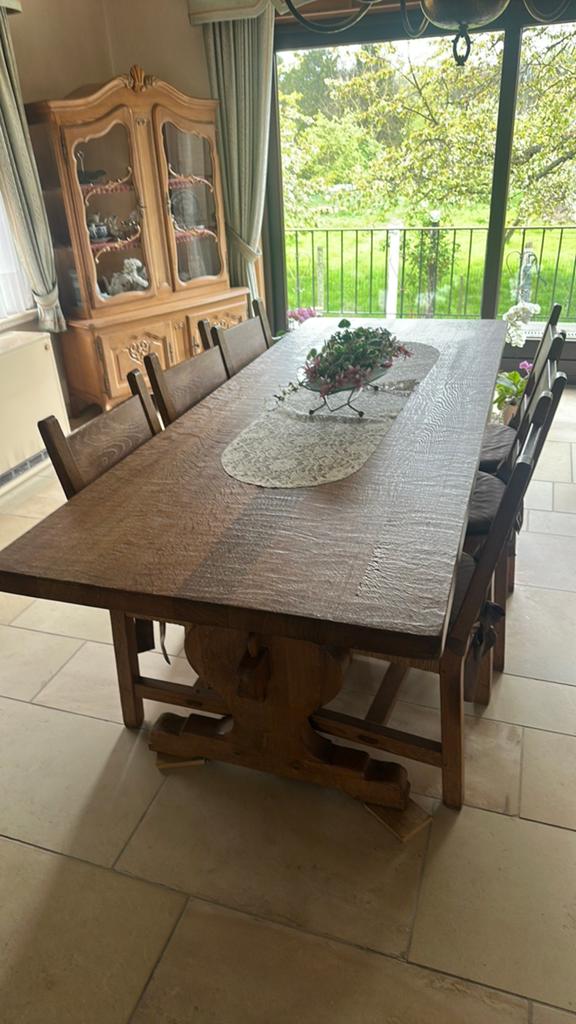 Eiken tafel met 6 stoelen, Antiek en Kunst, Ophalen