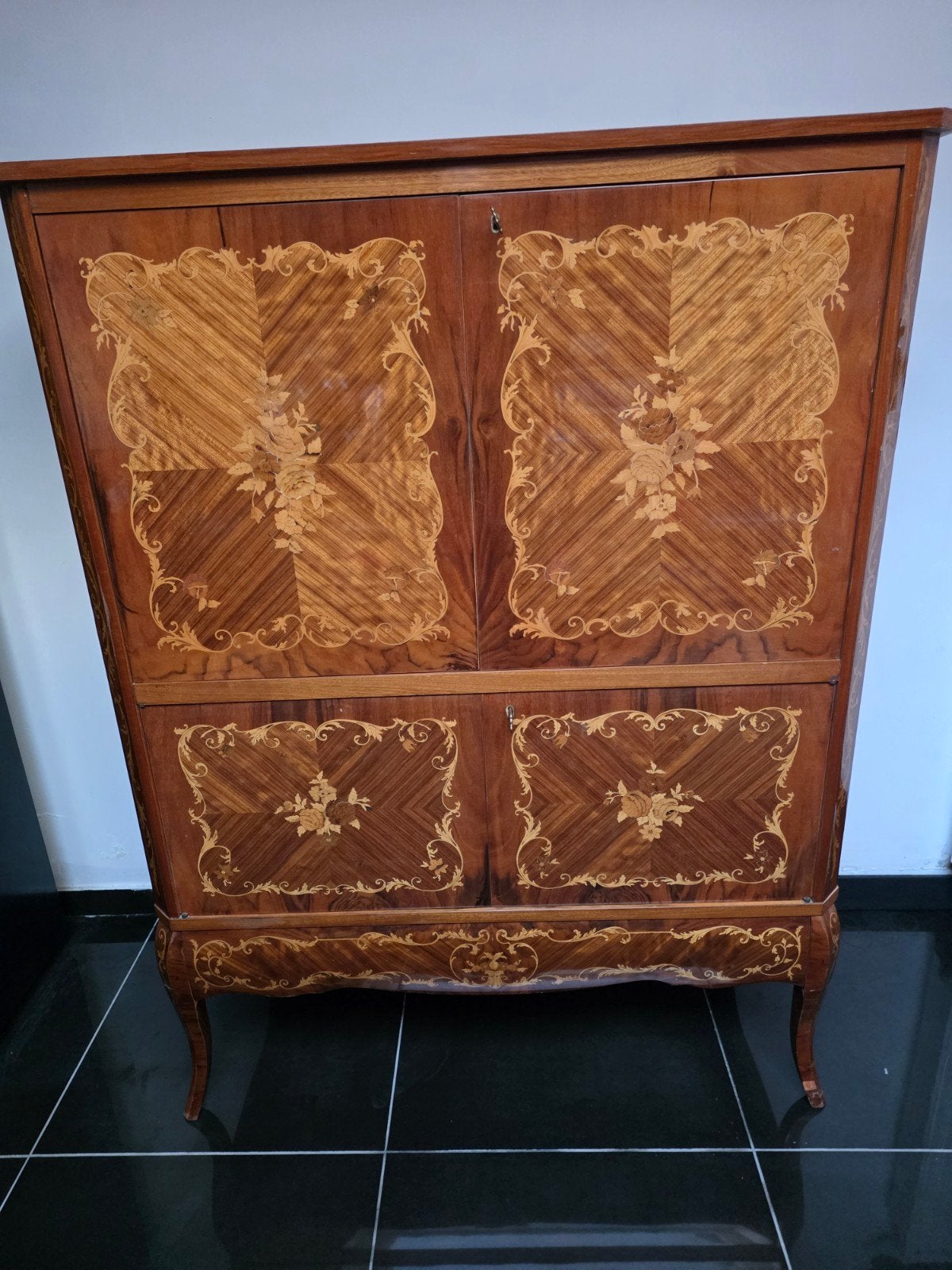 Louis XV-stijl marqueteriekast met inschuifdeuren – ca. 1930, Antiek en Kunst, Ophalen
