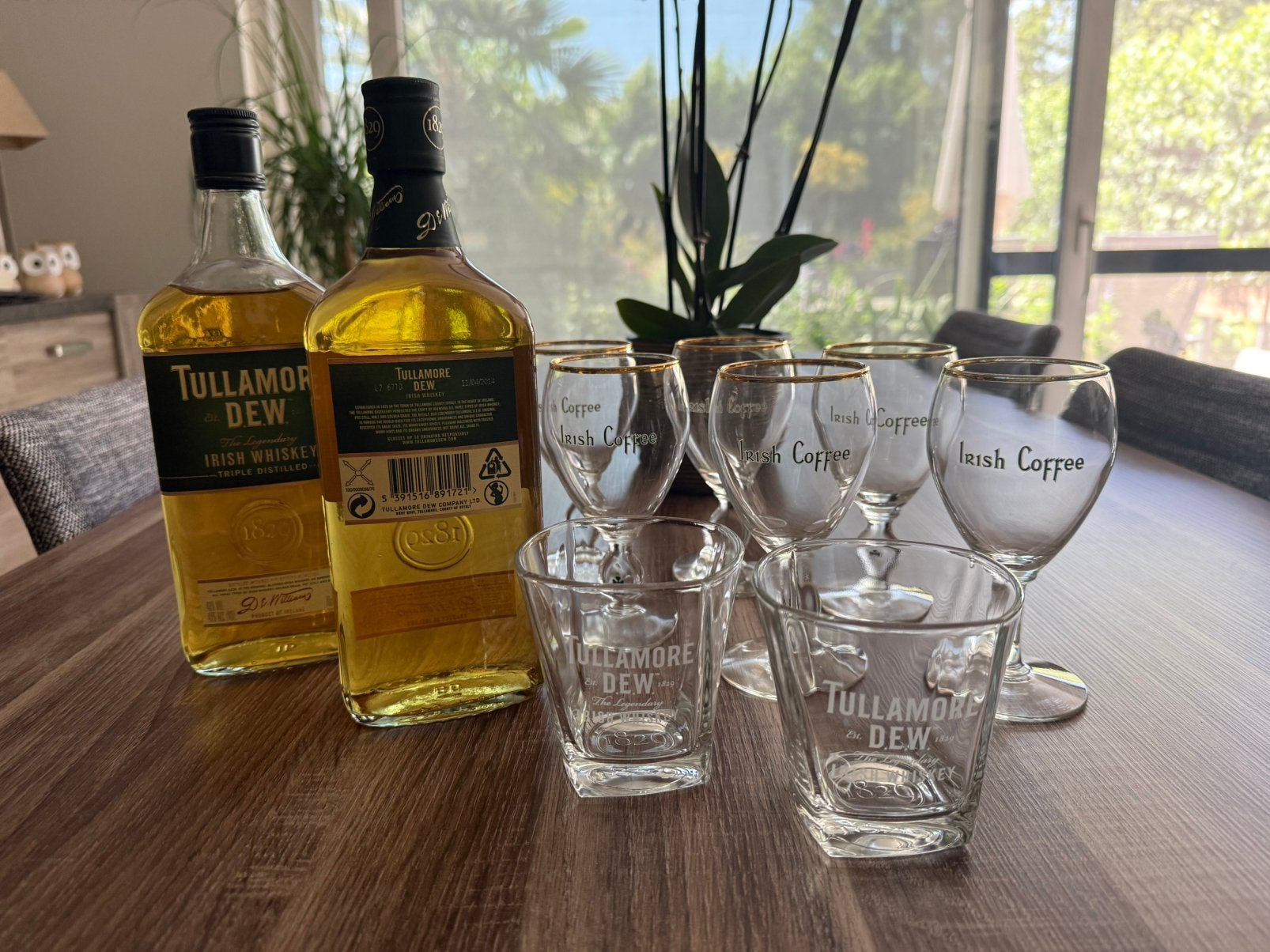 Complete Irish Coffee en whisky set Tullamore Dew, Verzamelen, Glas en Drinkglazen, Ophalen, Zo goed als nieuw