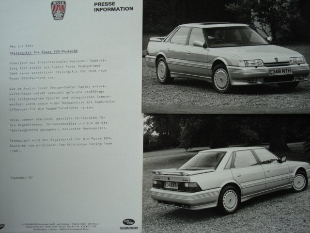 Rover 800/200/TWR 1987 Brochure Prospekt press photos LOT, Verzenden, Zo goed als nieuw, Overige merken
