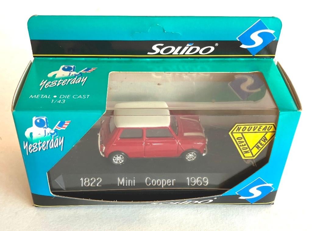 Mini Cooper Rood – wit dak Solido. # 1822., Ophalen of Verzenden, Zo goed als nieuw, Auto, Solido