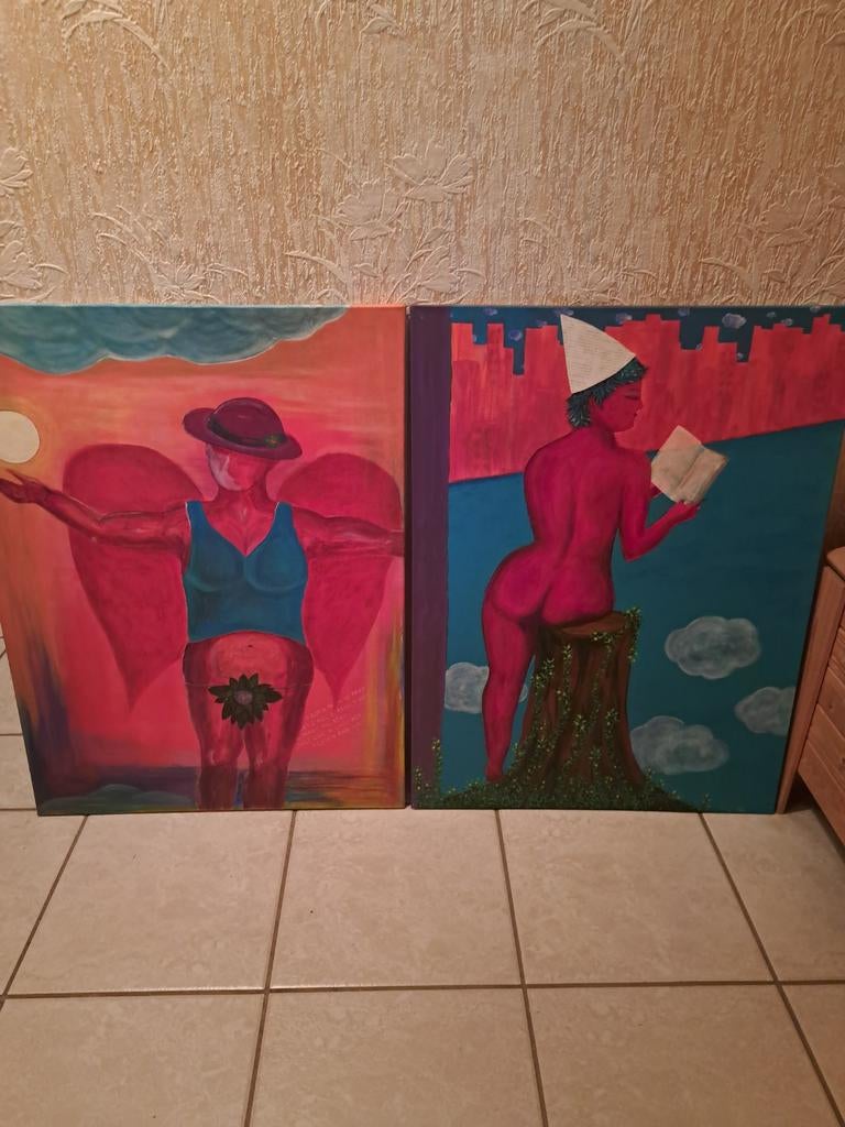 2 peintures de Petra Van Hinthum 2011 - 60 x 80 cm, Enlèvement