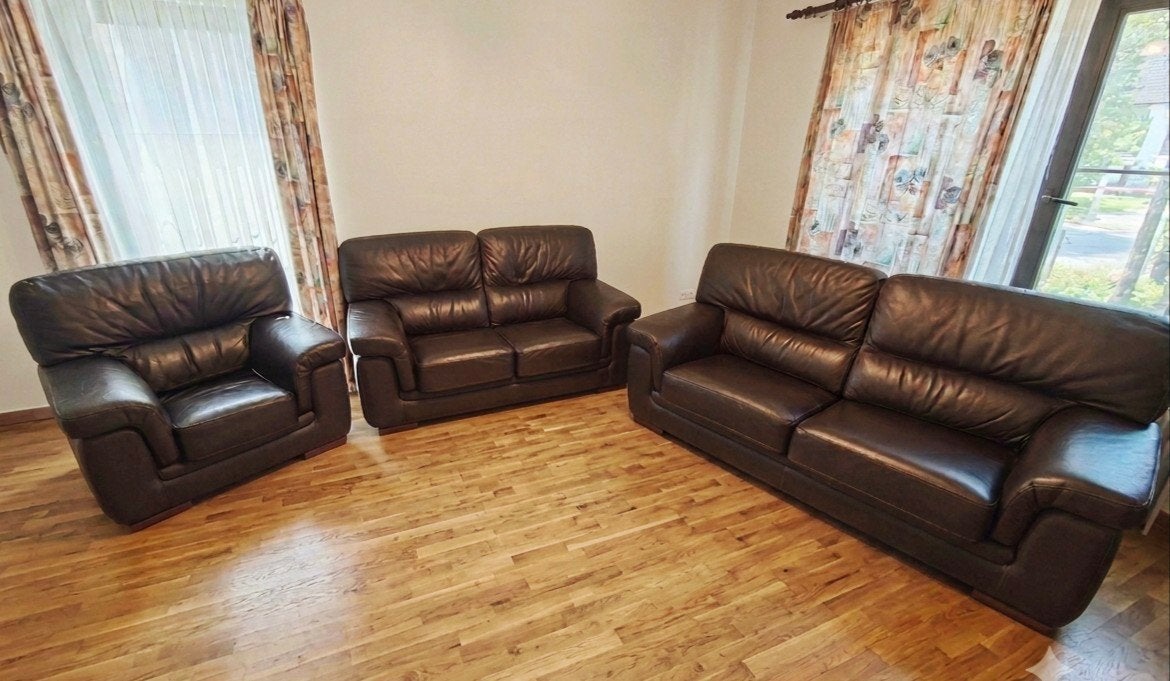 Salon cuir 1+2+2xl., Maison & Meubles, Canapés | Sofas & Chaises Longues, Cuir