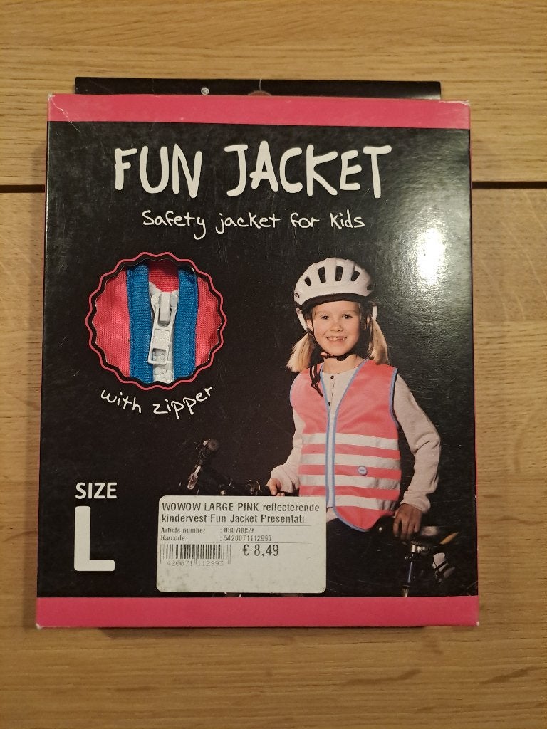 Wowow roze fluorescerend kinderfietsjack maat L, Fietsen en Brommers, Ophalen, Kinderen, Nieuw, L