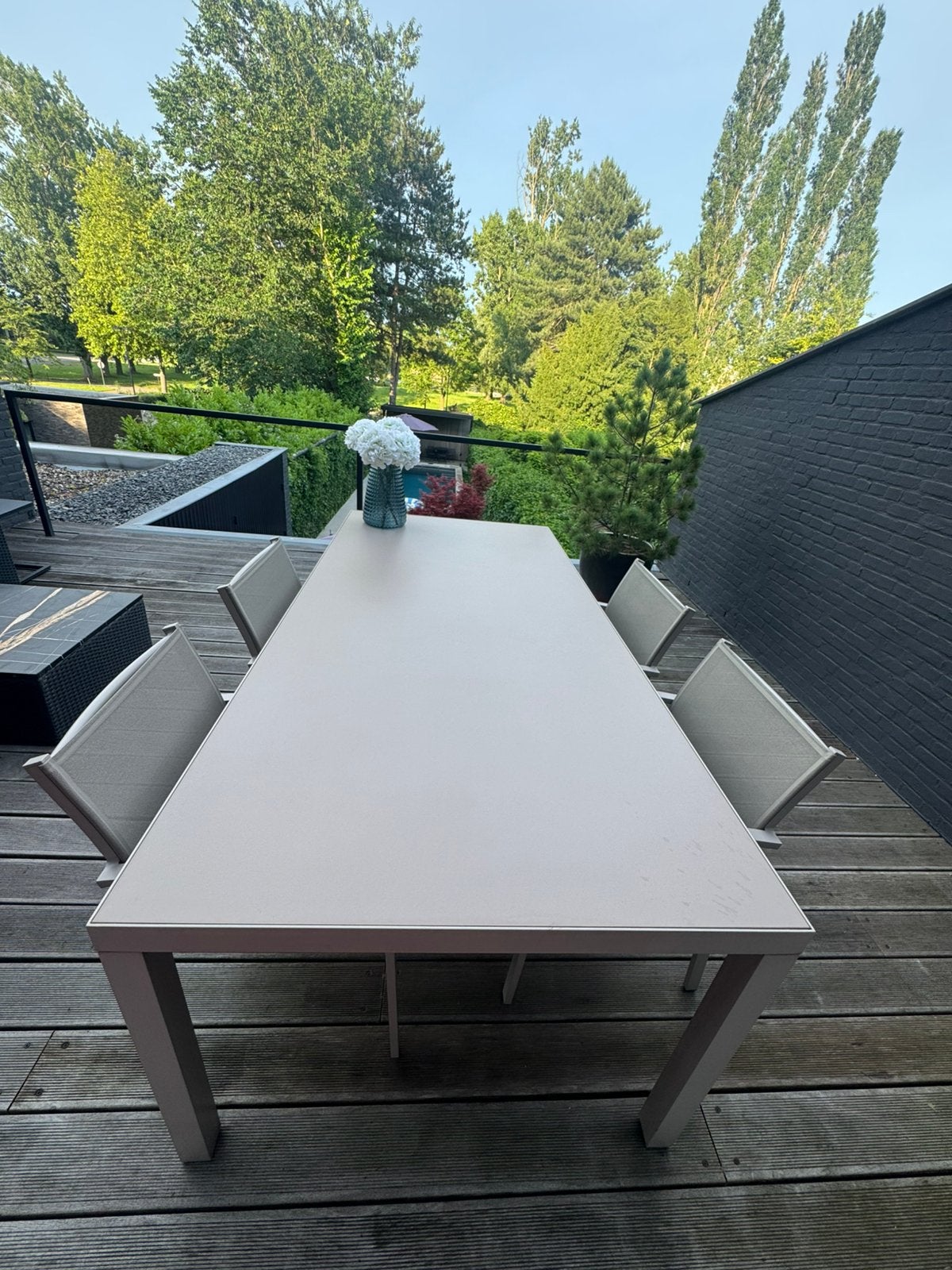 Tuinset tafel + 6 stoelen Tribu, Tuin en Terras, Ophalen, Zo goed als nieuw, Rechthoekig, Aluminium