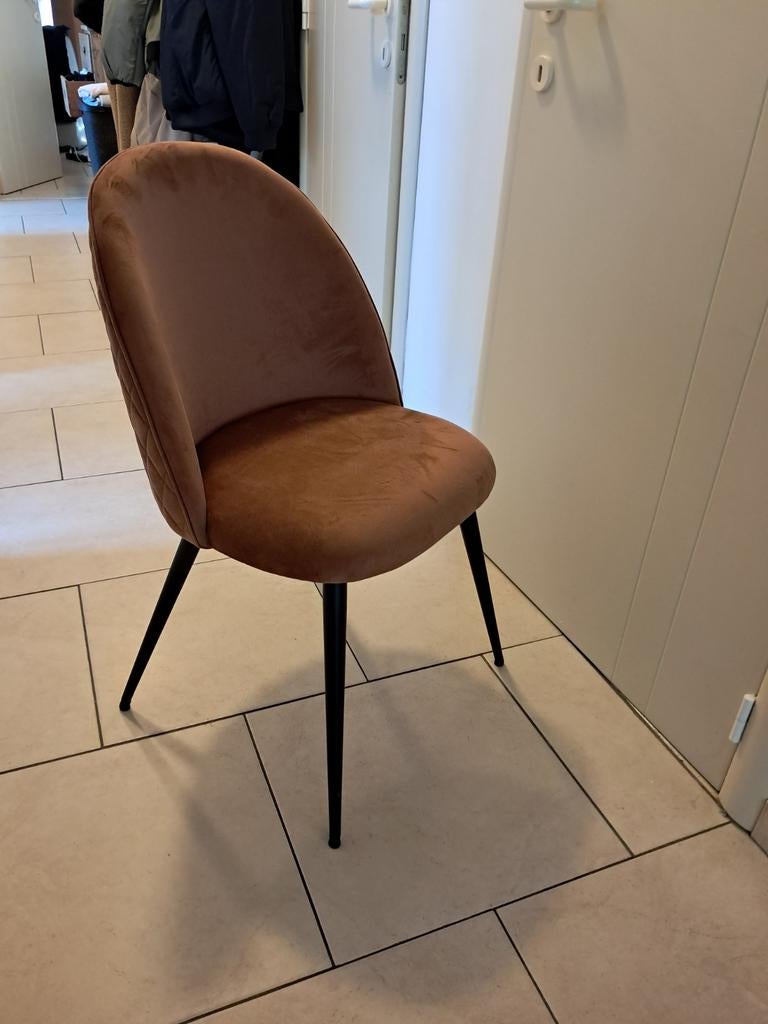 Eetkamerstoelen   bruin. Velvet. 4 of 6 stuks nog, Ophalen, Bruin