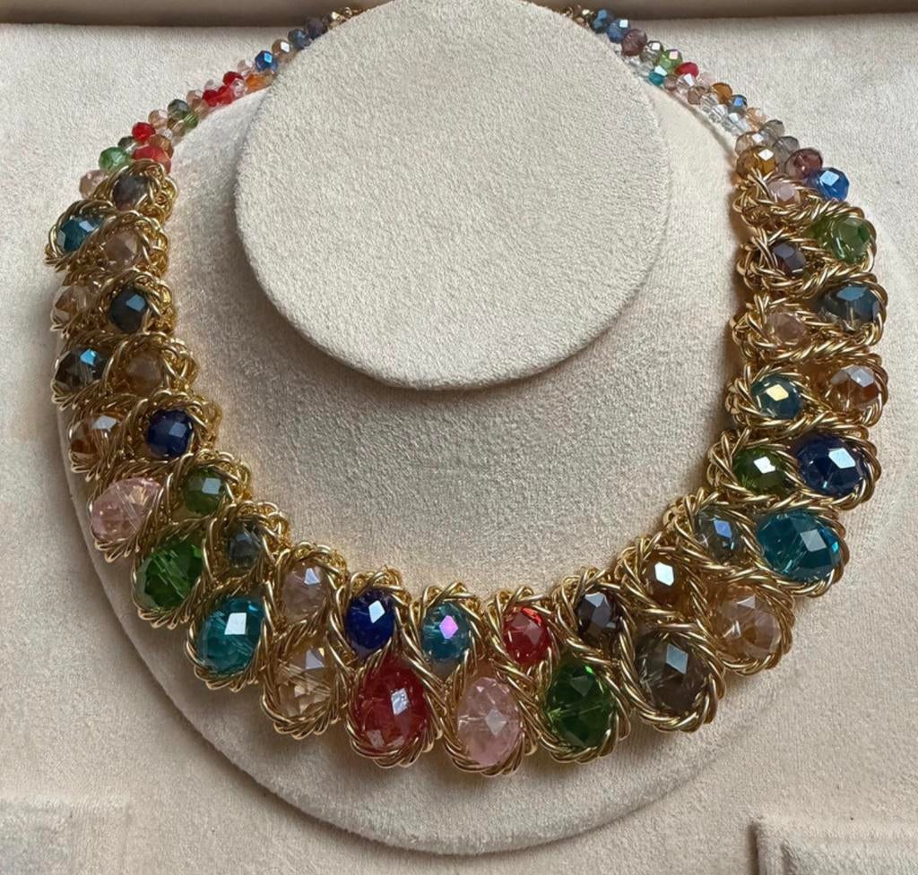 Statement ketting met grote gekleurde stenen, Ophalen of Verzenden, Nieuw, Overige kleuren, Overige materialen