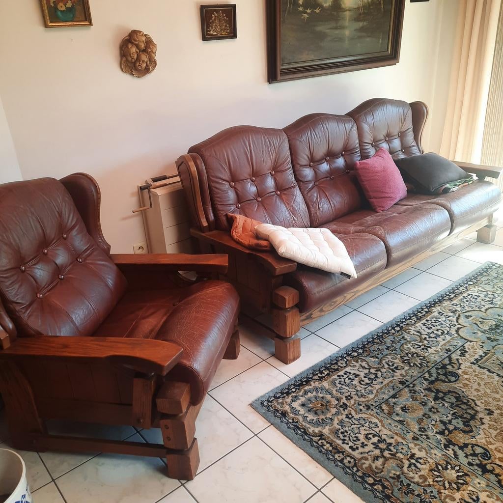 Eiken salon met leder, Ophalen