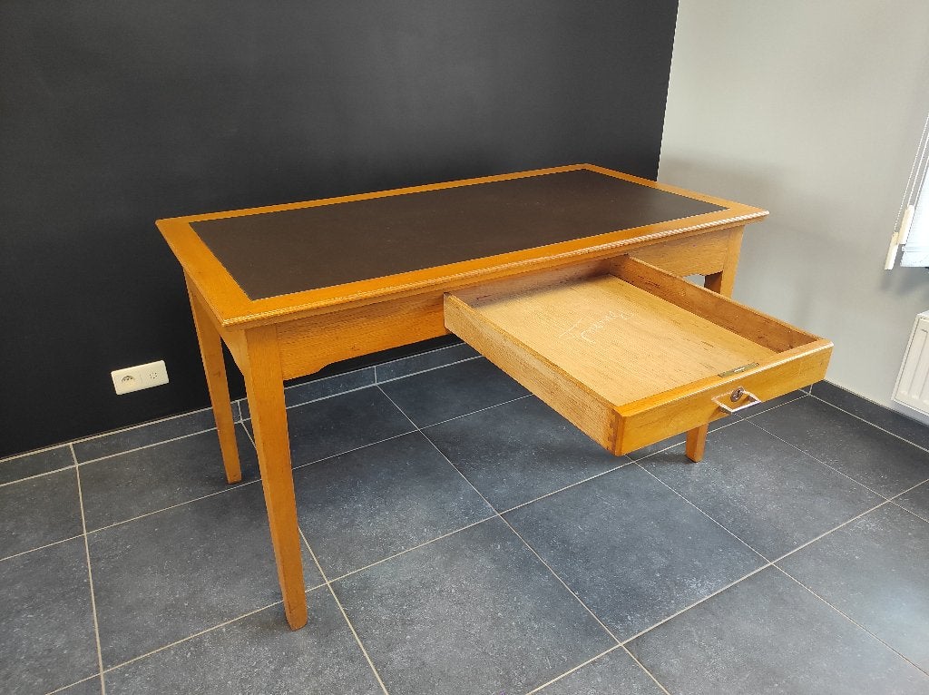 Superbe bureau ancien chêne clair - grand tiroir et serrure, Antiquités & Art, Enlèvement