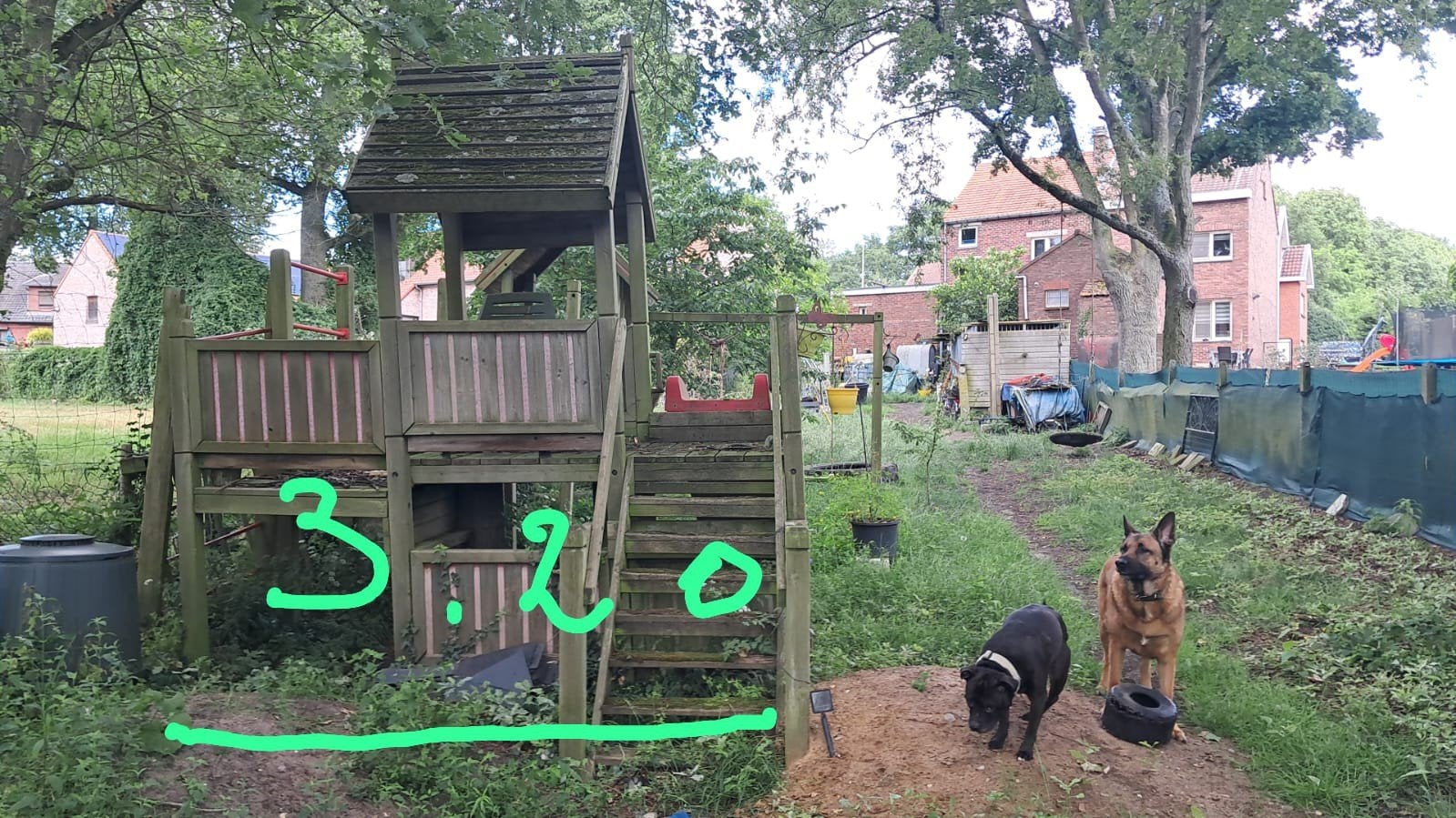 Grote professionele buitenspeeltuin, 2 glijbanen, huisje,, Ophalen, Gebruikt, Schommel