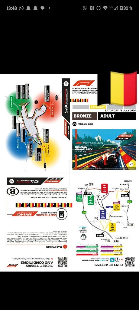 Billet grand prix formule 1 spa Francorchamps BRONZE samedi, Tickets & Billets, Une personne