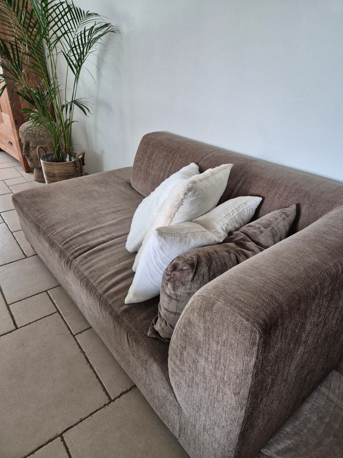 VERKOCHT !!! Lounge zetel, Taupe, Ophalen, Gebruikt, Tweepersoons, Stof