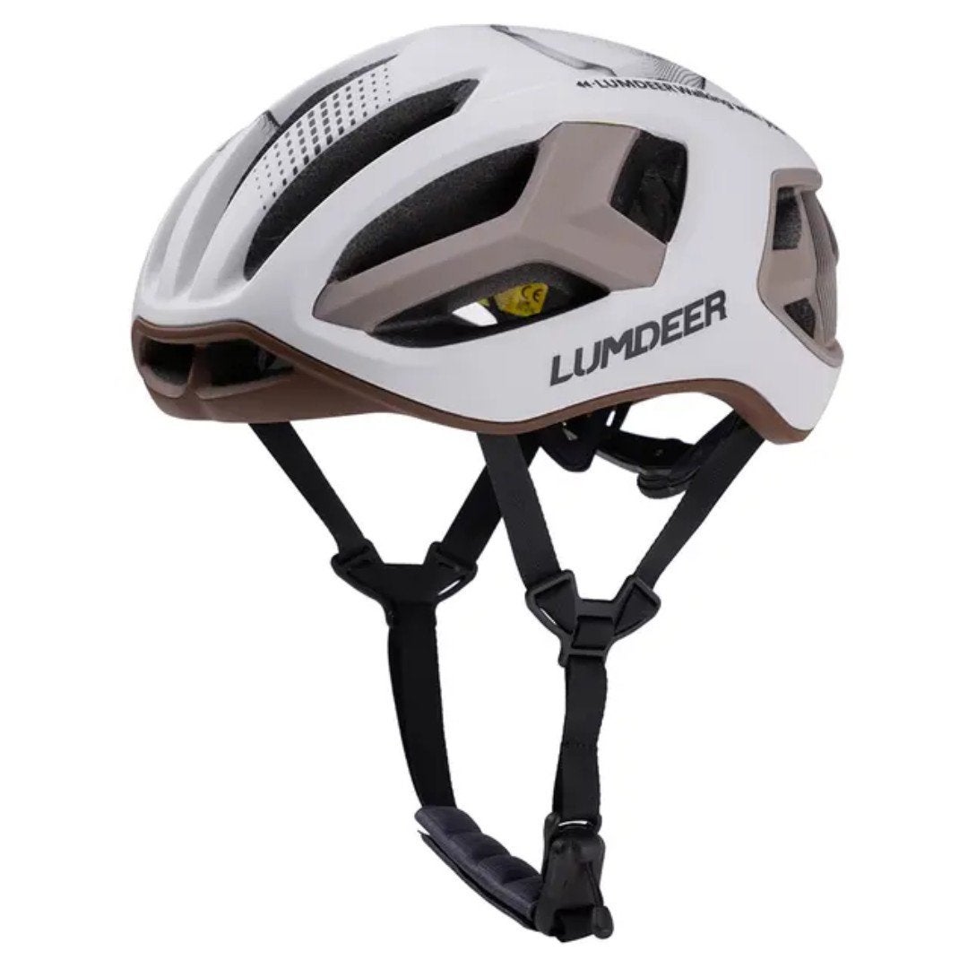 Fietshelm met LED-achterlicht – Wit/Goud, Fietsen en Brommers, Ophalen of Verzenden, Nieuw, Medium