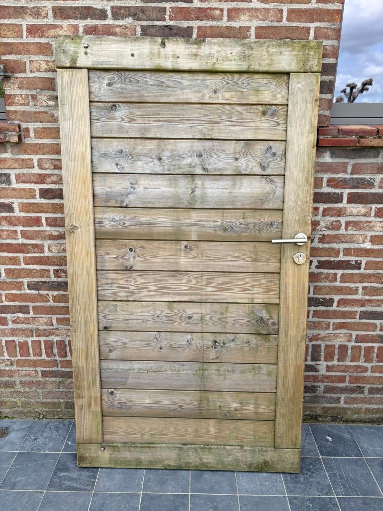 Tuinpoortje 180cm met sleutels, Jardin & Terrasse, Portes de jardin, Portail battant, 100 à 150 cm, Utilisé, Bois