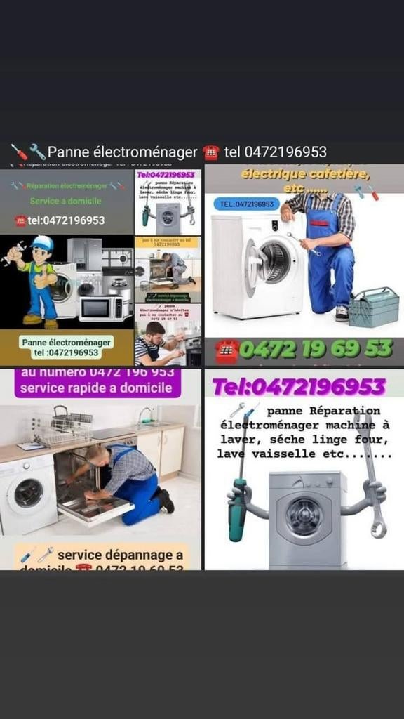 Réparation électroménager a domicile tel 0472196953