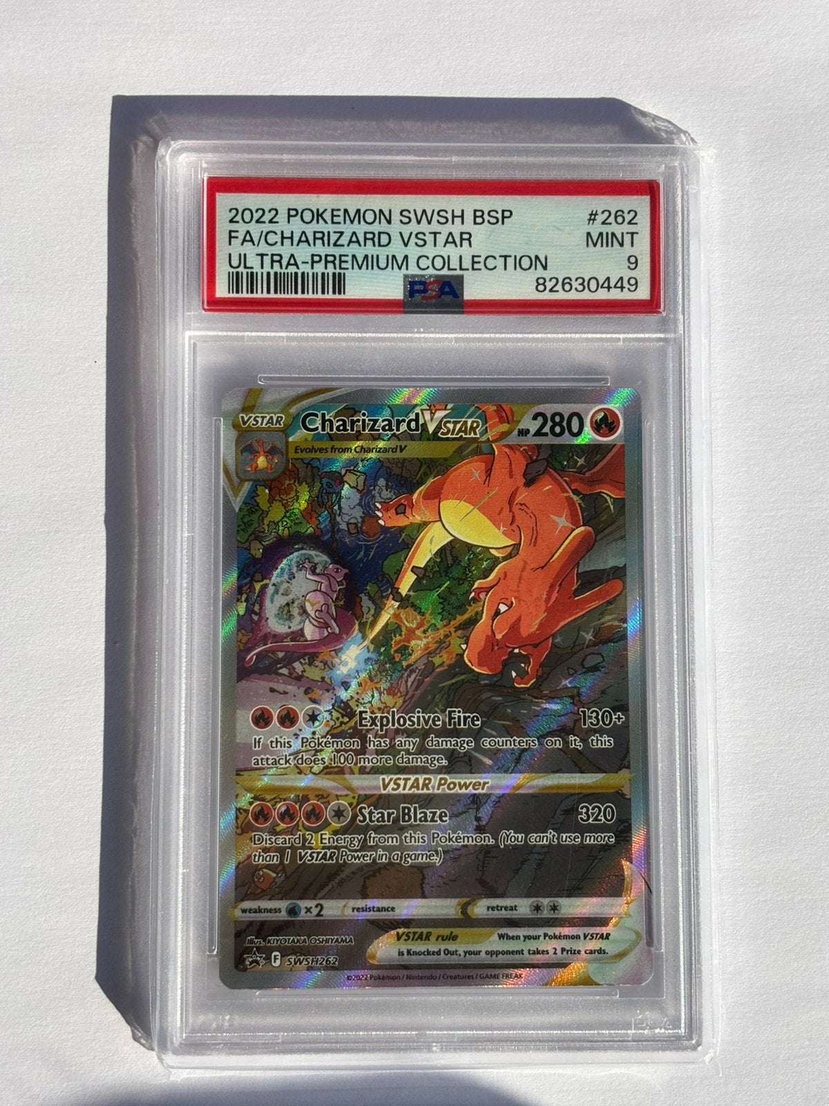 2022 POKEMON SWSH BSP #262 FA/CHARIZARD VSTAR PSA 9, Ophalen of Verzenden, Zo goed als nieuw