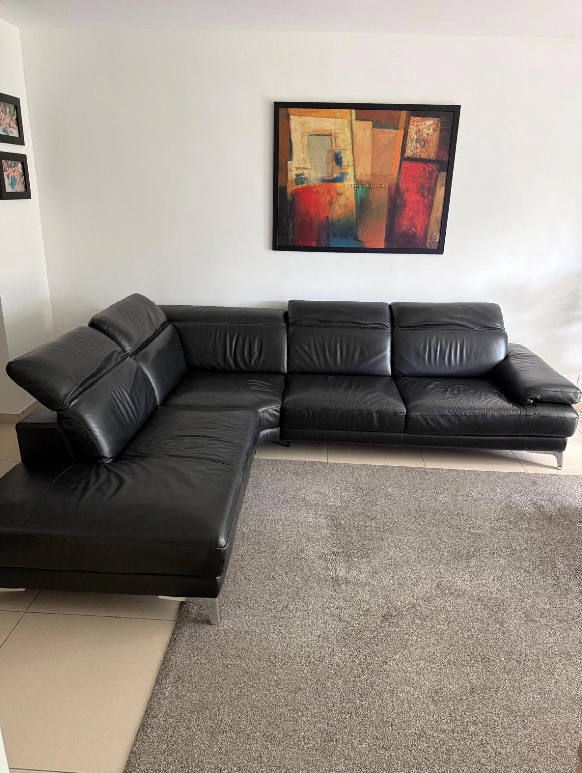 Ledere zetel en tafel met 6 stoelen(ook leder), Ophalen, Zo goed als nieuw