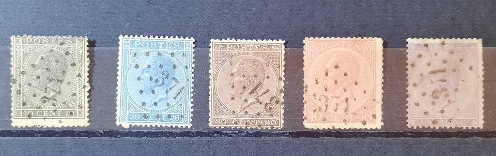 1865 - OBP reeks 17/21 (5W), Met stempel, Ophalen of Verzenden, Gestempeld, Gestempeld