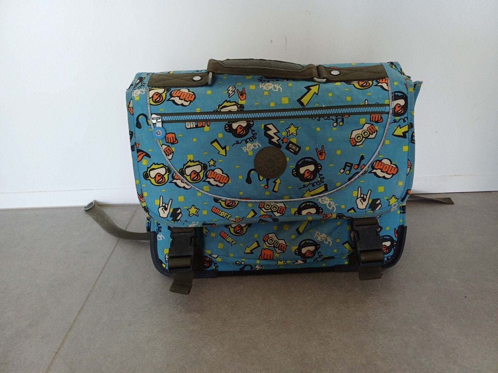 Kipling boekentas - Blauw met aapjes, Bijoux, Sacs & Beauté, Sacs | Cartables, Enlèvement ou Envoi, Bleu