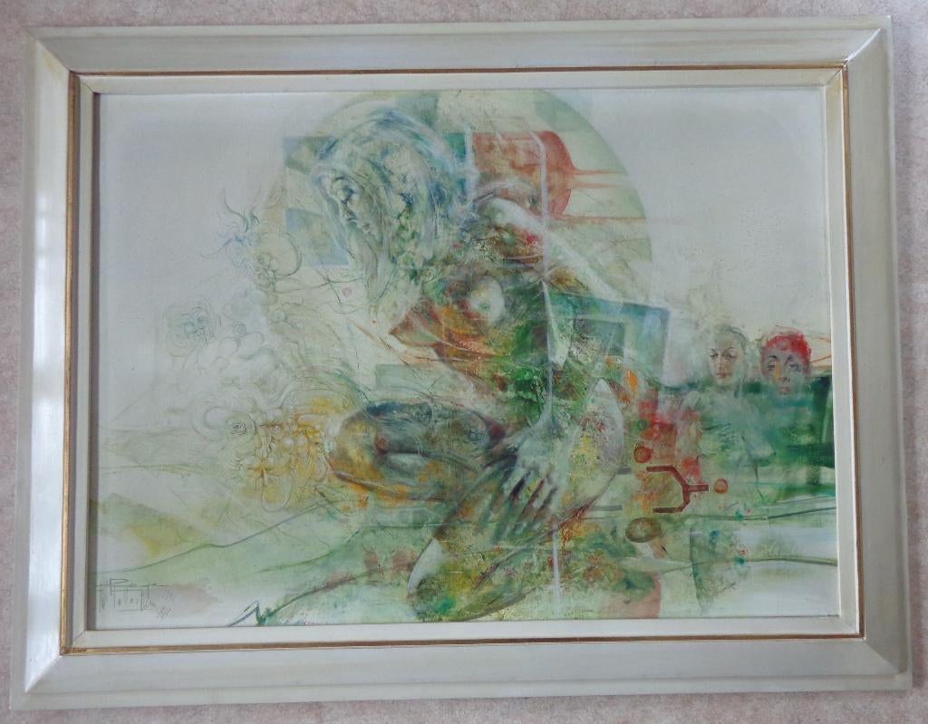 ROGER VAN BELLEGHEM / NAAKTE VROUW OLIEVERF 114x148cm KADER, Enlèvement