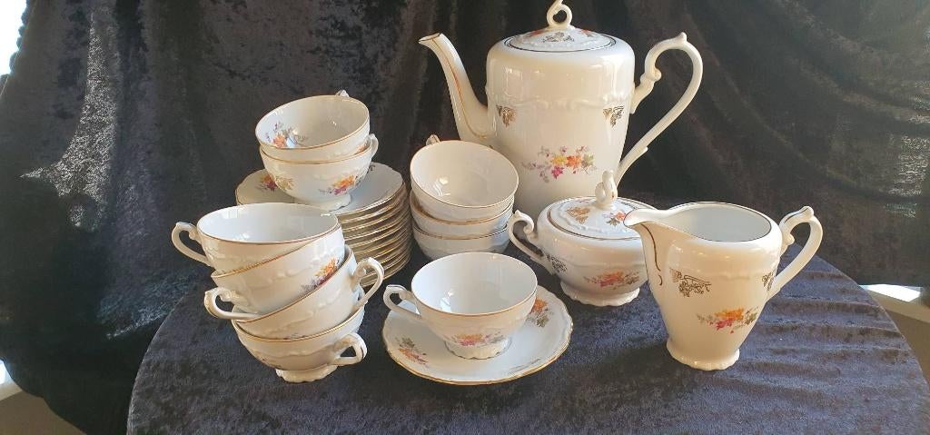 prachtig compleet vintage Tjechisch thee/koffieservies, Enlèvement