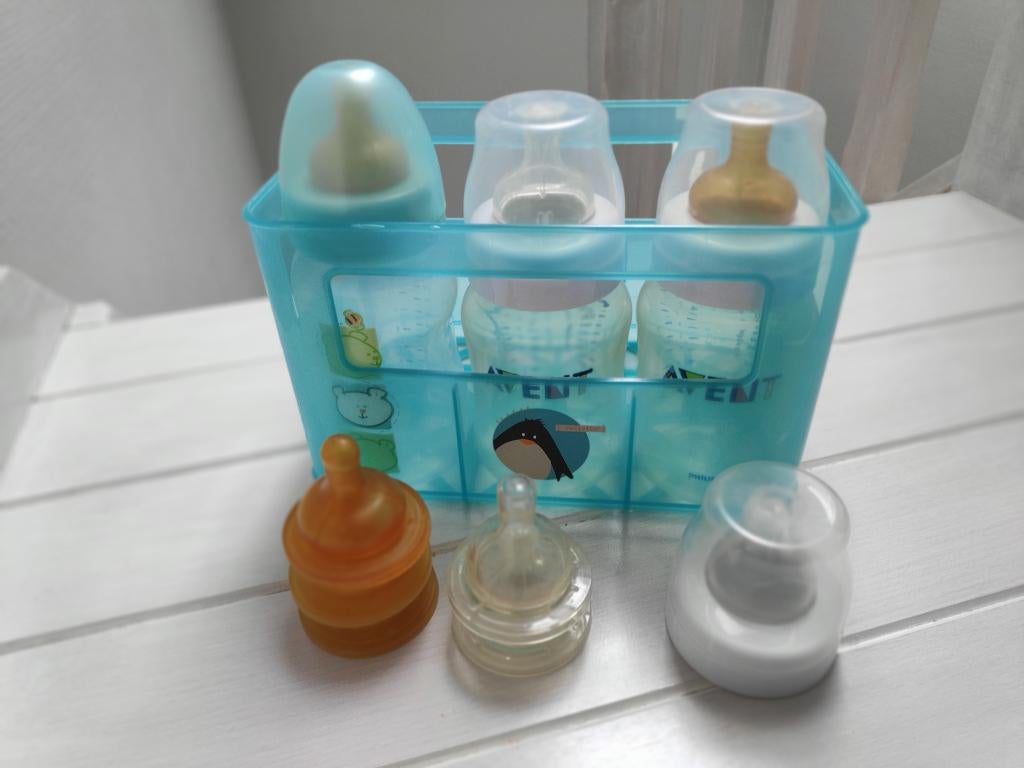 baby flessendoos, flessenbox met 4 melkflessen, Ophalen, Gebruikt, Overige typen
