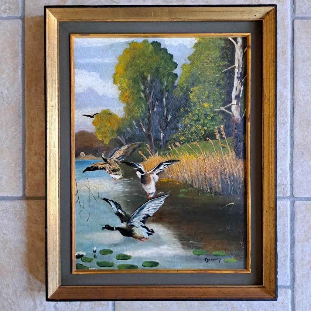Olieverfschilderij op eendenbord, Antiek en Kunst, Kunst | Schilderijen | Klassiek, Ophalen