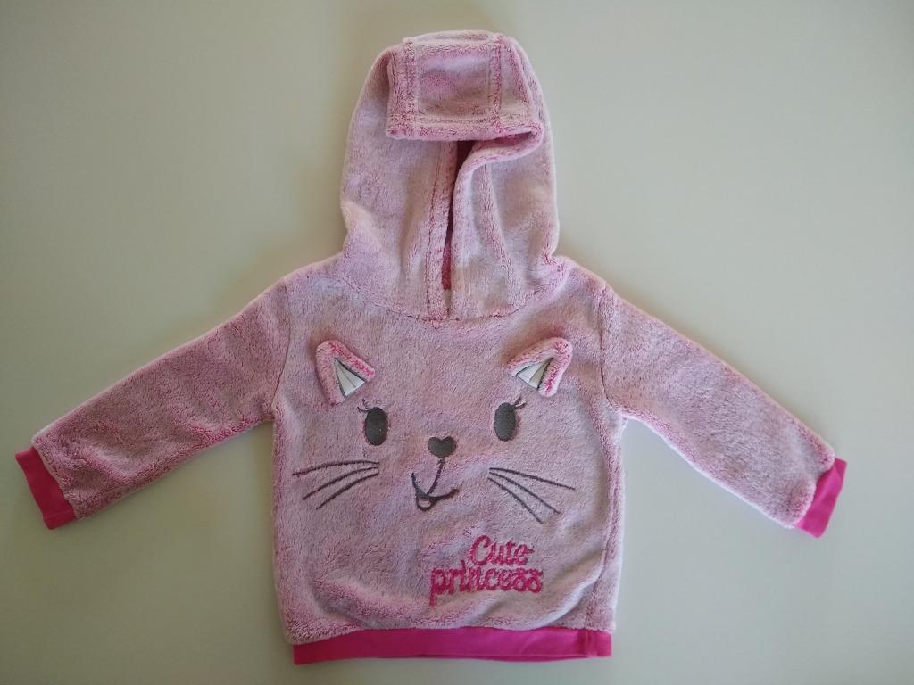 Roze trui 'poes/kat' met kap maat 80, Enlèvement ou Envoi, Pull ou Veste, Utilisé, Ergee
